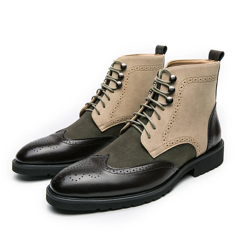 Men'S Shoes Brogues - Черные высокие мужские туфли-броги в стиле