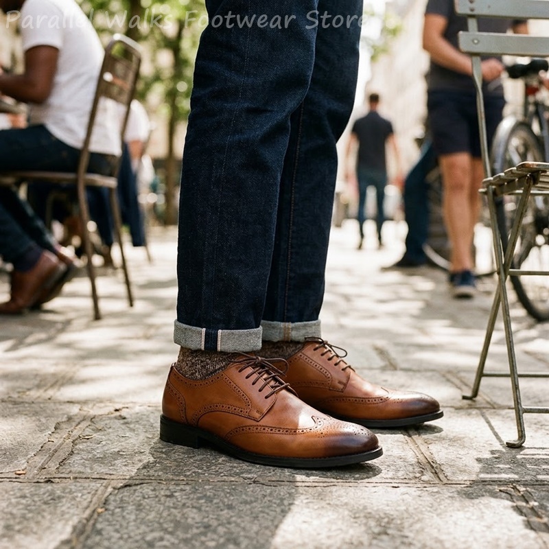 Men'S Shoes Brogues - Мужские классические туфли-броги с перфорацией, элегантные