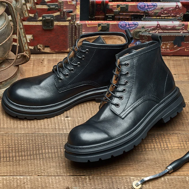Men'S Shoes Quality Brands - Мужские кожаные ботильоны в стиле ретро,