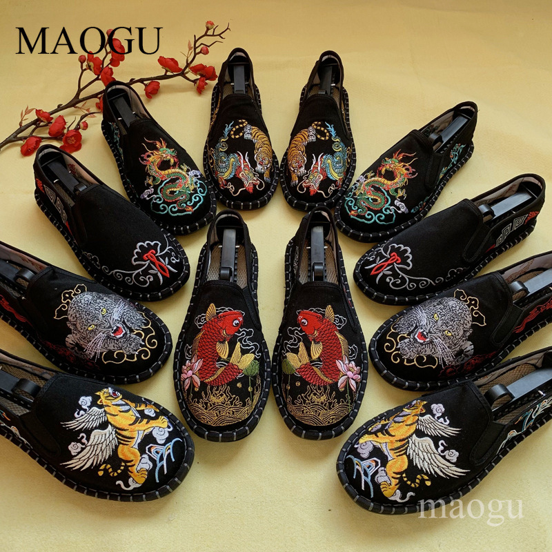 Men Shoes Ecco - Унисекс-лоферы в китайском стиле с вышивкой,